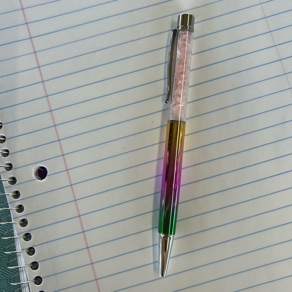Rainbow Metallic Rose Quartz Pen - Picture 1 of 1